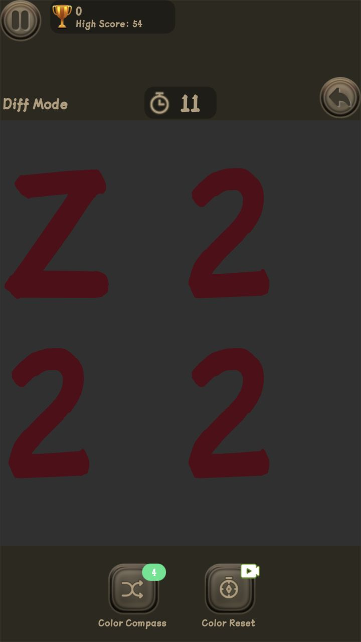 Diff Mode showing one letter Z among three number 2 characters