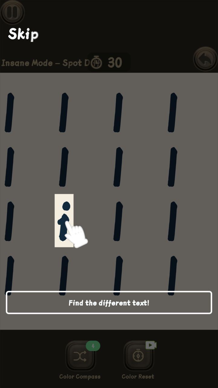Insane Mode tutorial showing one lowercase i among uppercase I characters
