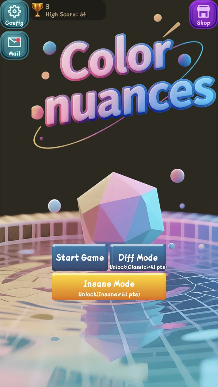 Home screen after the high score reaches the advanced-mode thresholds